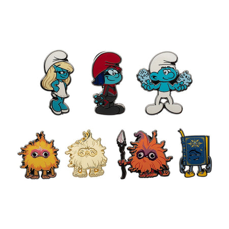 The Smurfs Movie Blind Box Pin packaging showing mystery character silhouettes