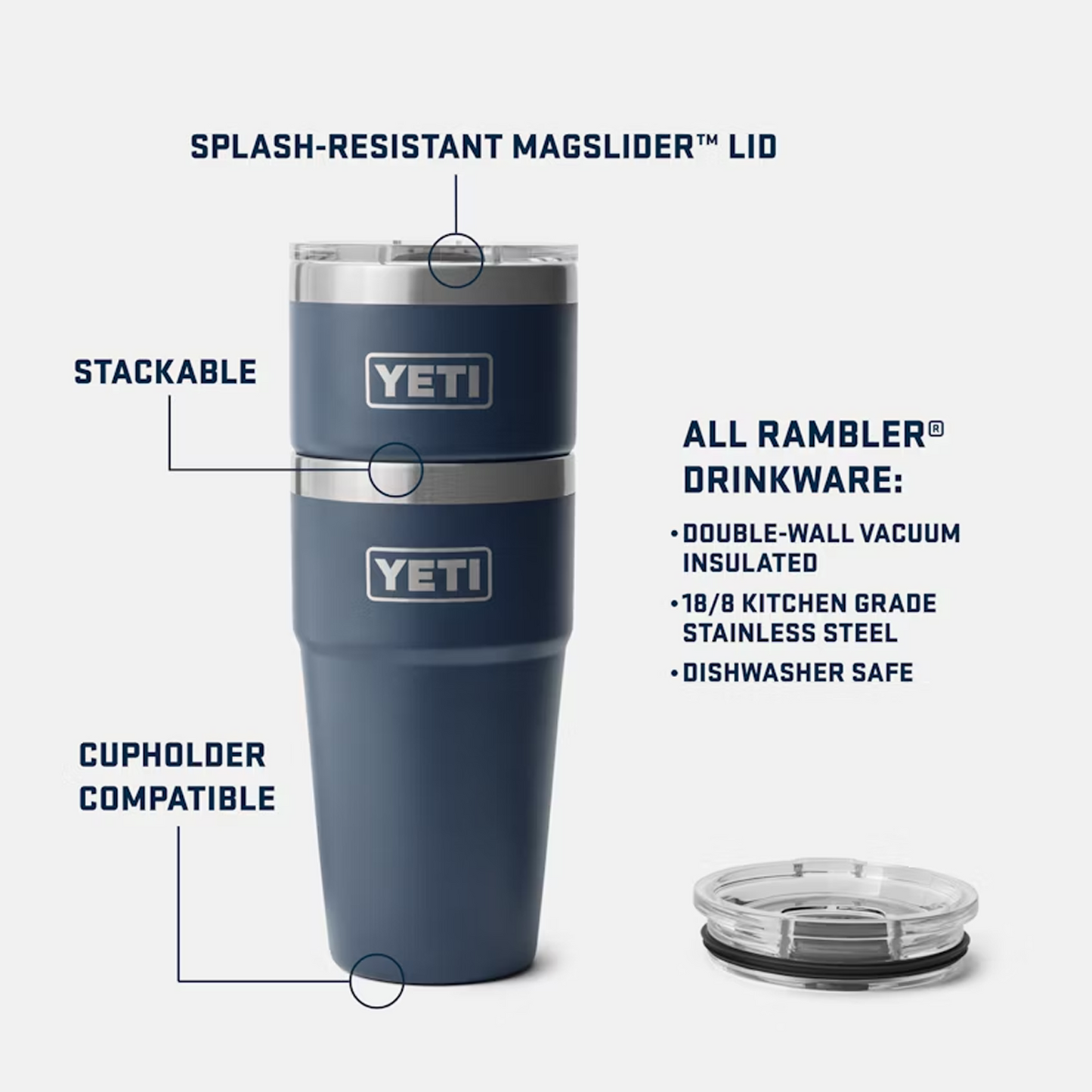 Survivor Yeti Rambler Vaso Apilable 20oz con Tapa