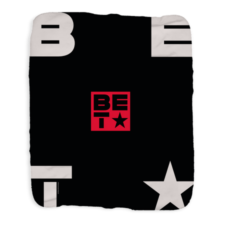 BET Logo Grey Sherpa Blanket - Paramount Shop