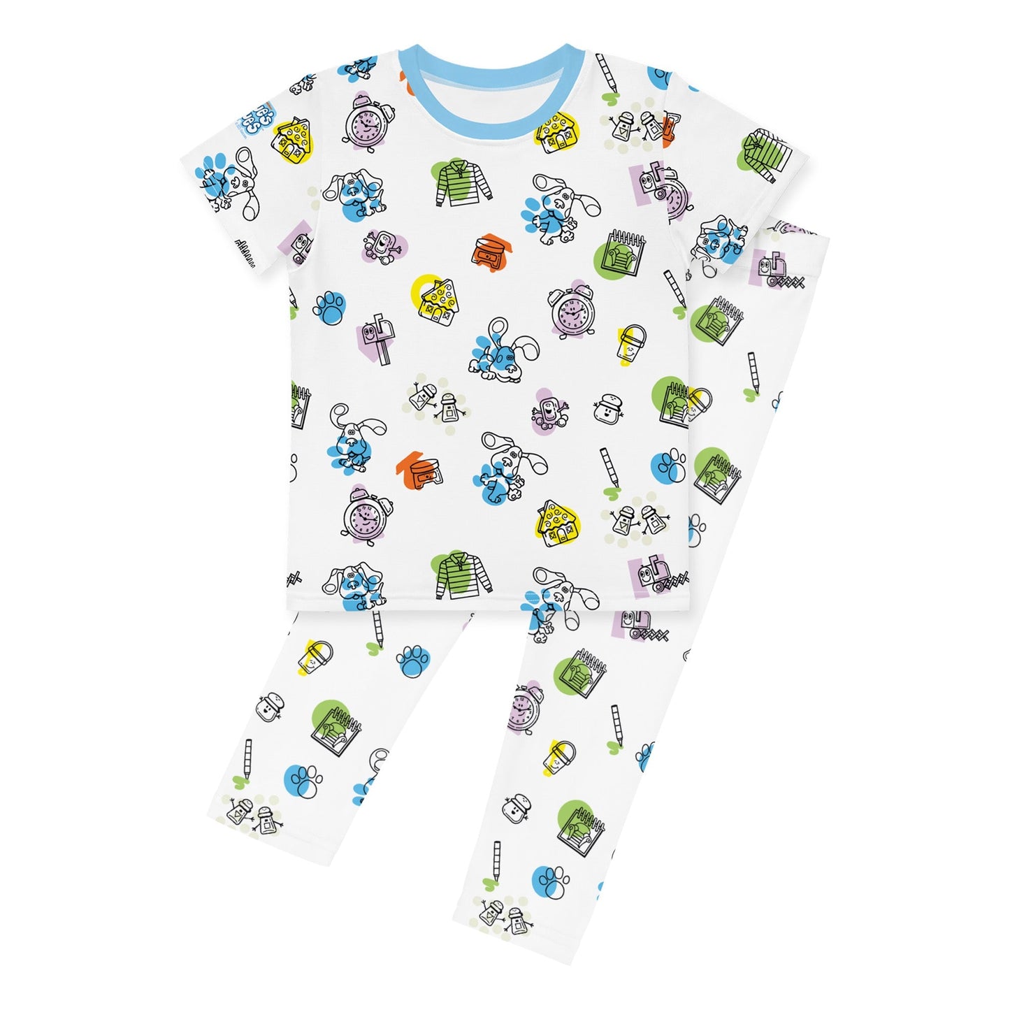 Blue's Clues Blue & Friends Pattern Kids Short Sleeve T - Shirt - Paramount Shop