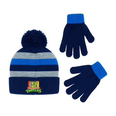 Concept One boys Teenage Mutant Ninja Turtles Beanie Hat and Gloves Set, Tmnt Kids Cuff Winter Knit Cap and Mittens - Paramount Shop