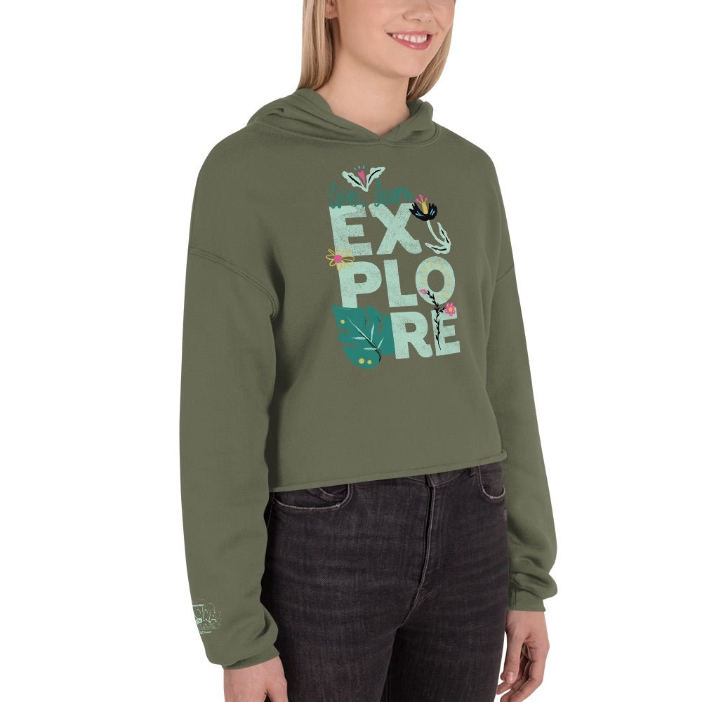 Dora the Explorer Live, Learn, Explore Women's Fleece Crop Hooded Sweatshirt - Paramount Shop