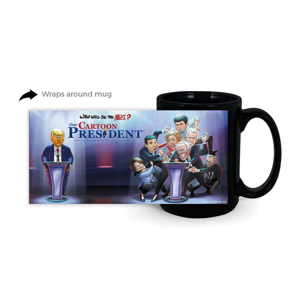 Our Cartoon President Who Will Be the Next Cartoon President? Black Mug - Paramount Shop