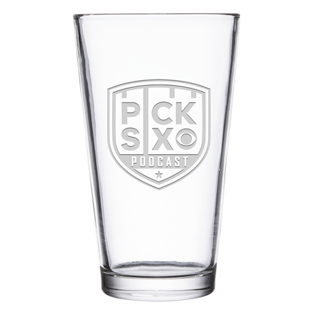 Pick Six Podcast Logo Laser Engraved Pint Glass - Paramount Shop