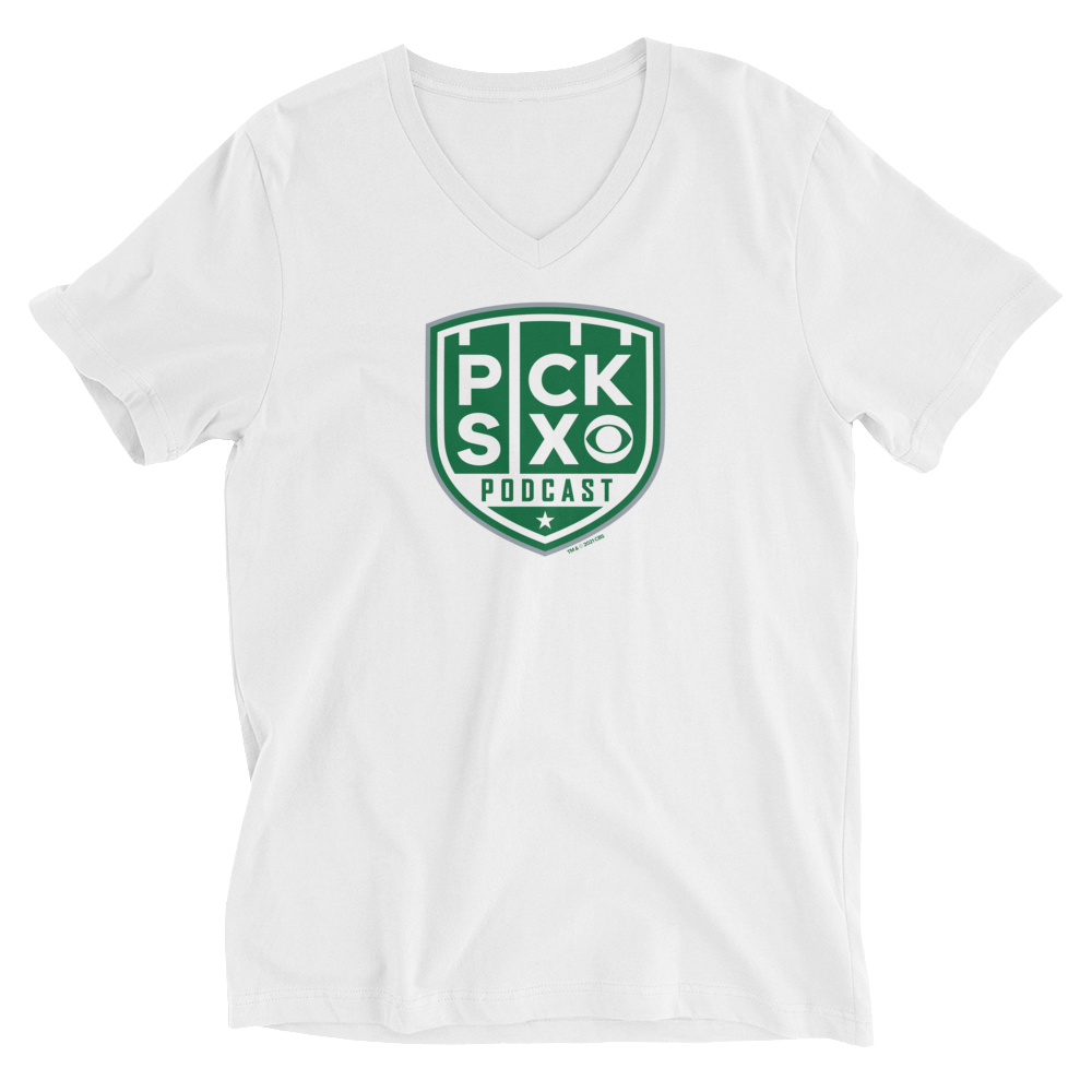 Pick Six Podcast Logo V - Neck Short Sleeve T - Shirt - Paramount Shop