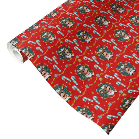 Reindeer in Here Candy Cane Wrapping Paper - Paramount Shop