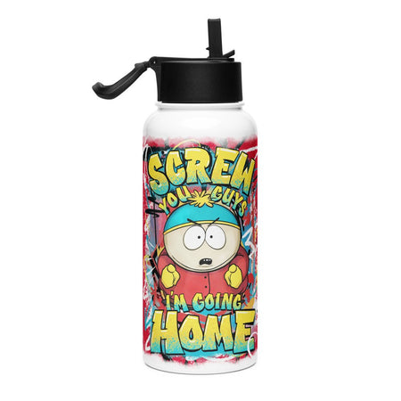 South Park Cartman Screw You Guys Stainless Steel Water Bottle with a Straw Lid - Paramount Shop