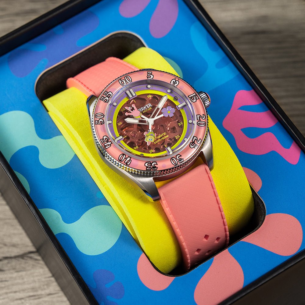 Spinnaker Croft Mid - Size Skeleton Automatic SpongeBob SquarePants Limited Edition Pink Watch - Paramount Shop