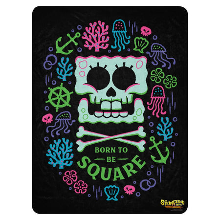 SpongeBob SquarePants Born To Be Square Premium Sherpa Blanket - Paramount Shop