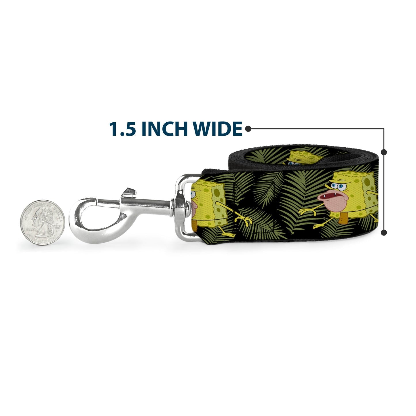 SpongeBob SquarePants Dog Leash Primitive Sponge Pose Leaves Black Green - Paramount Shop
