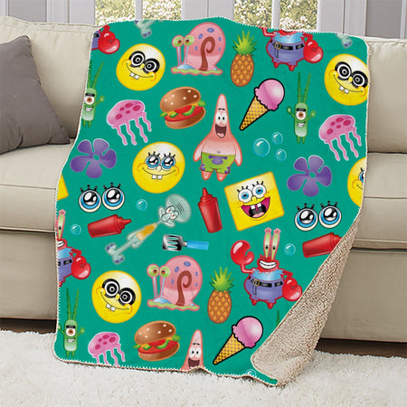 SpongeBob SquarePants Emojis Sherpa Blanket - Paramount Shop