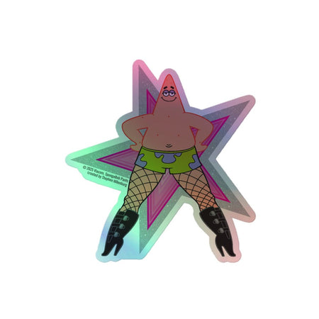 SpongeBob SquarePants Patrick Fishnets Stay Fancy Holographic Sticker - Paramount Shop