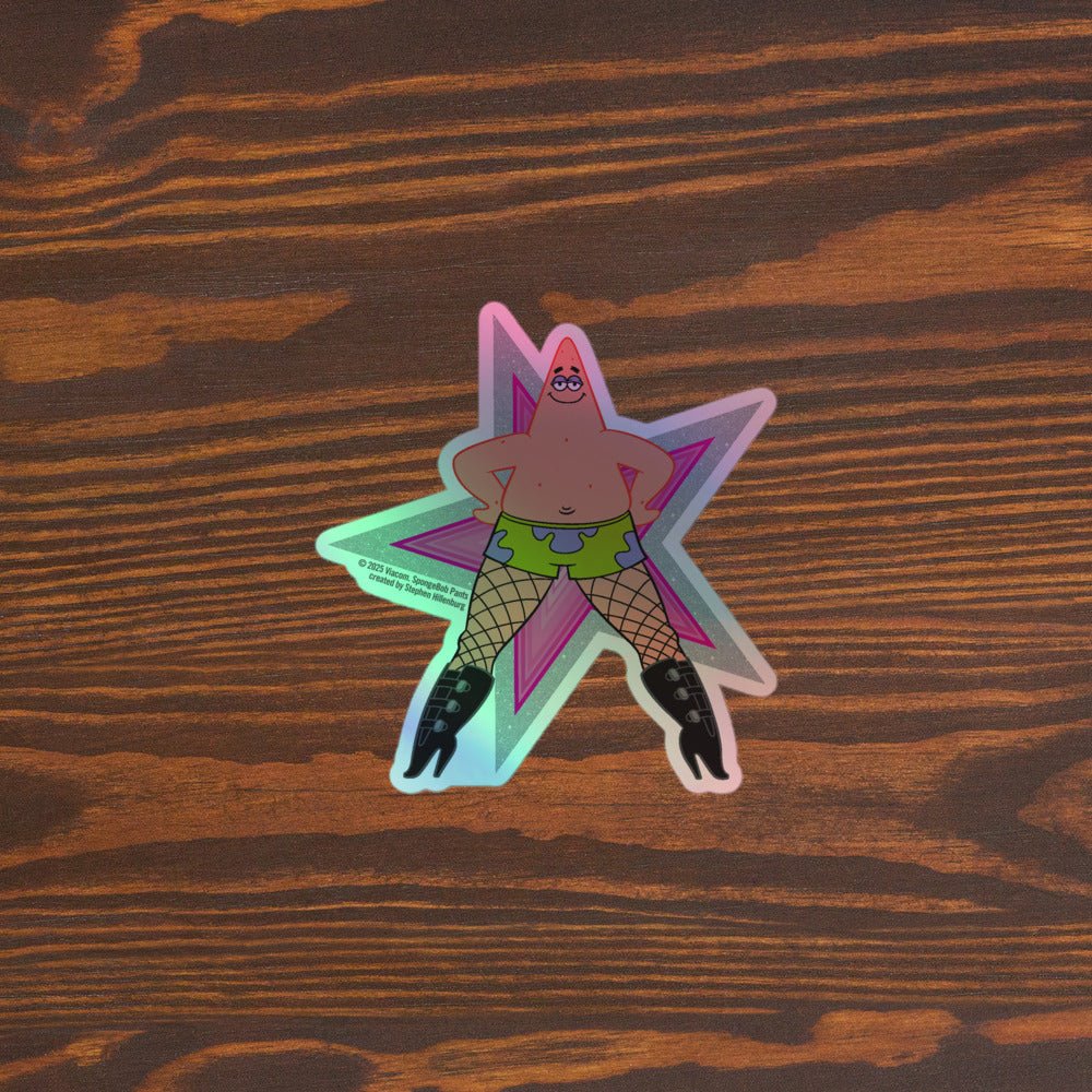 SpongeBob SquarePants Patrick Fishnets Stay Fancy Holographic Sticker - Paramount Shop