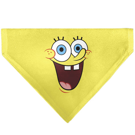 SpongeBob SquarePants Pet Bandana Excited Smile Expression Over - the - Collar Double - Sided Print Yellow - Paramount Shop