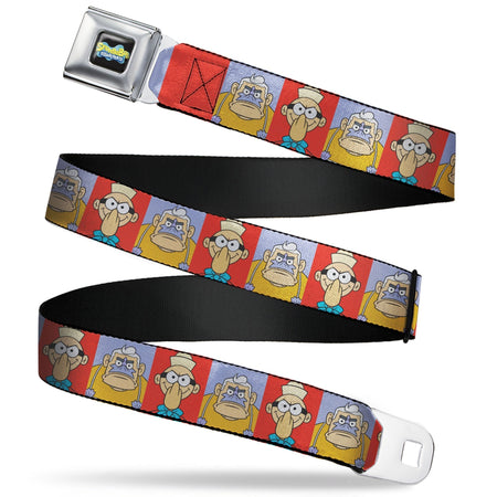 SpongeBob SquarePants Seatbelt Belt Barnacle Boy Mermaid Man Pose Blocks Full Color Red/Blue - Paramount Shop
