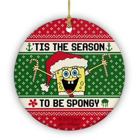 SpongeBob SquarePants 'Tis the Season Round Ceramic Ornament - Paramount Shop