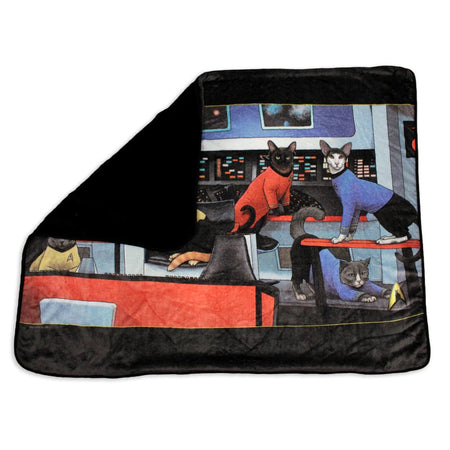 Star Trek: The Original Series Crew Cats Black Sherpa Blanket - Paramount Shop