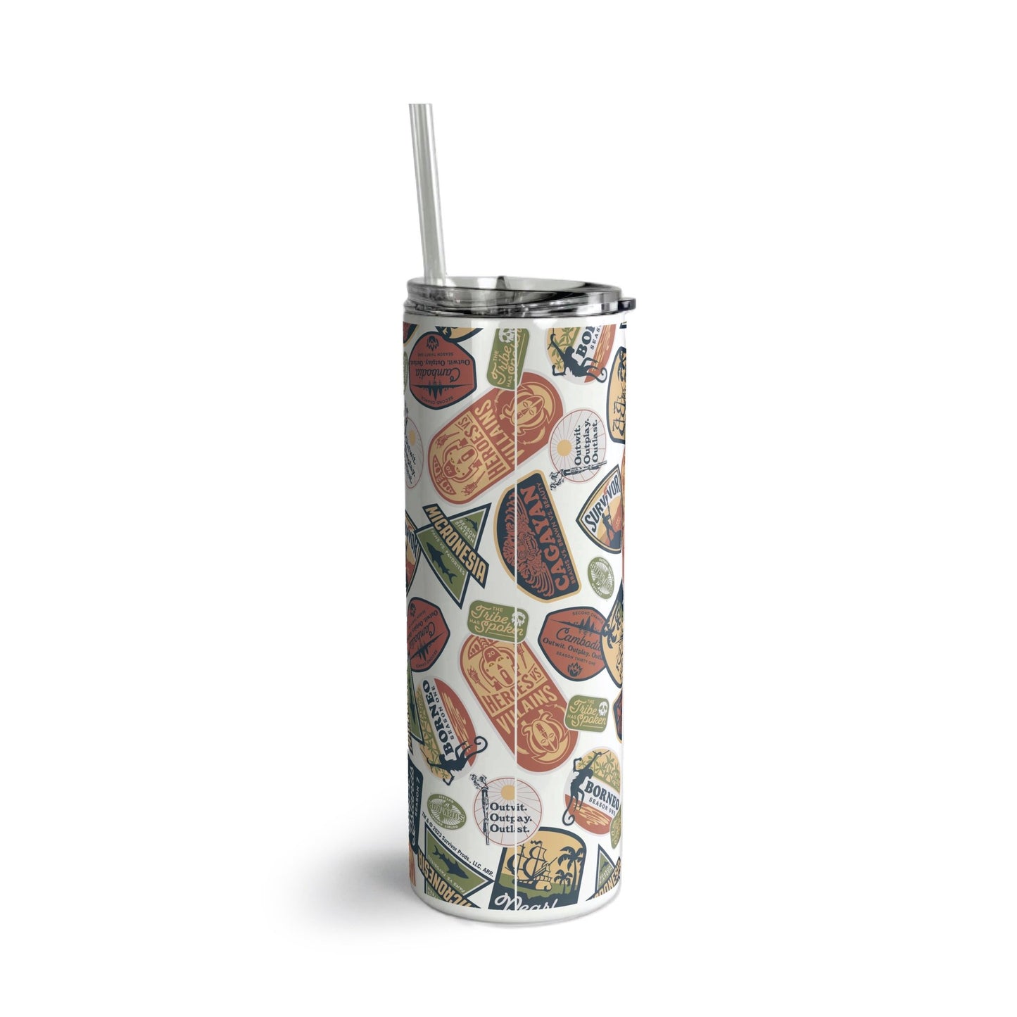 Survivor Seasons Pattern Skinny Tumbler - Paramount Shop
