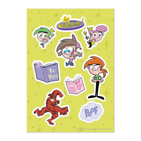 The Fairly OddParents Characters Kiss Cut Sticker Sheet - Paramount Shop