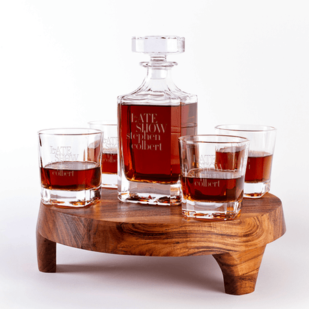 The Late Show with Stephen Colbert Decanter With 4 Rocks Glasses - Paramount Shop