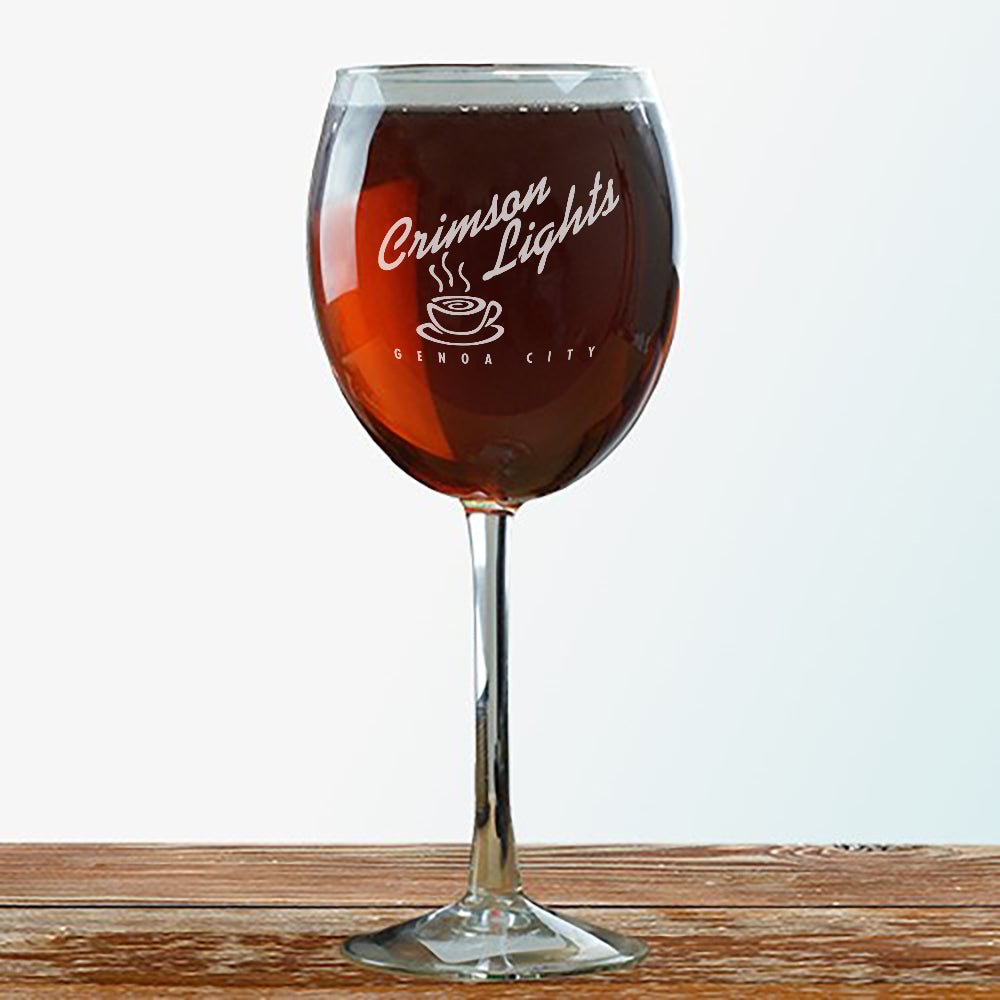 The Young and the Restless Crimson Lights Laser Engraved Wine Glass   Paramount Shop