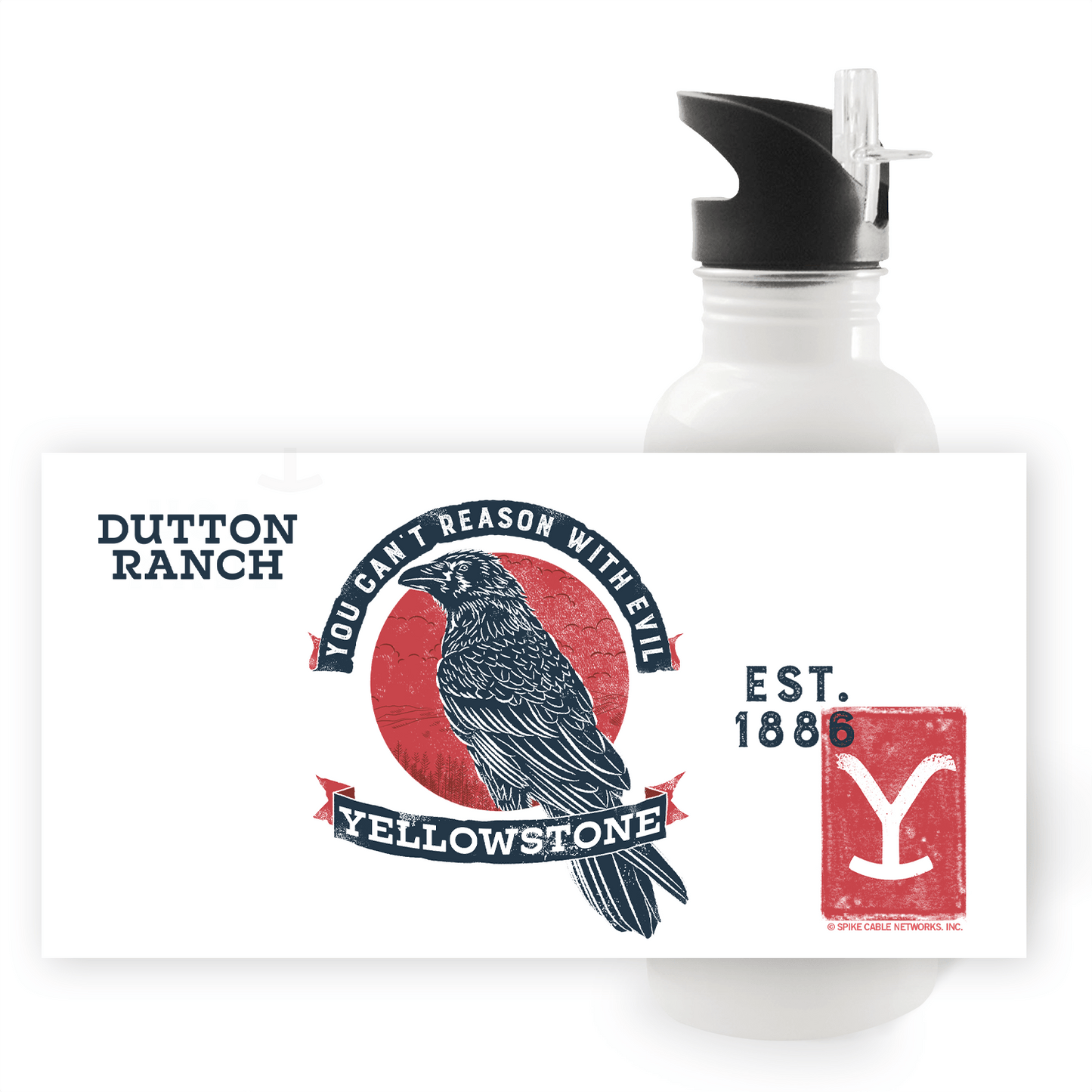 Yellowstone Can't Reason With Evil 20 oz Screw Top Water Bottle with Straw - Paramount Shop