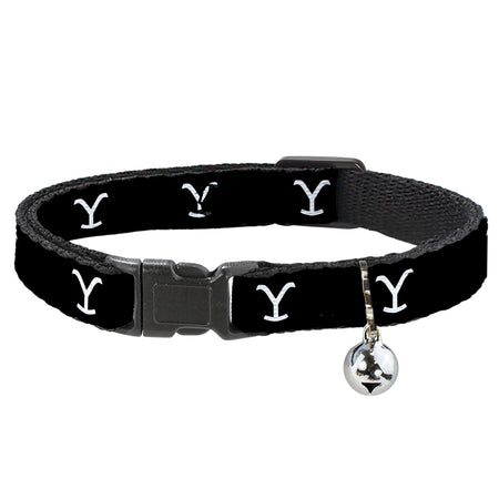 Yellowstone Cat Collar Y Logo Breakaway with Bell Black/White - Paramount Shop