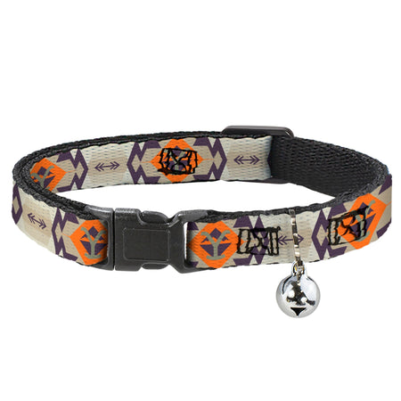 Yellowstone Cat Collar Y Logo Native American Tribal Breakaway with Bell Adjustable Tans/Blue/Orange 8.5 - 12 inch - Paramount Shop