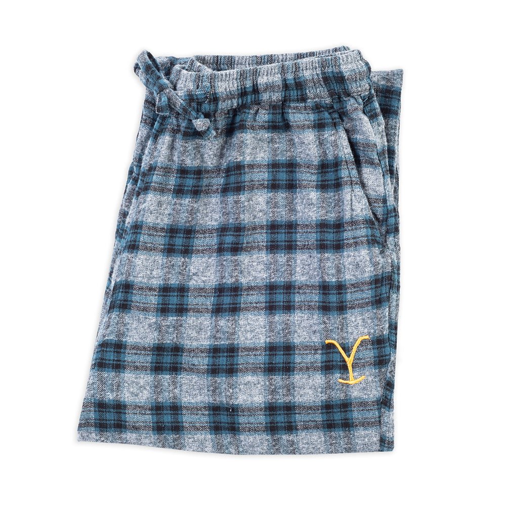 Yellowstone Embroidered Y Logo Men's Cabin Jams Flannel Pajama Pants - Paramount Shop