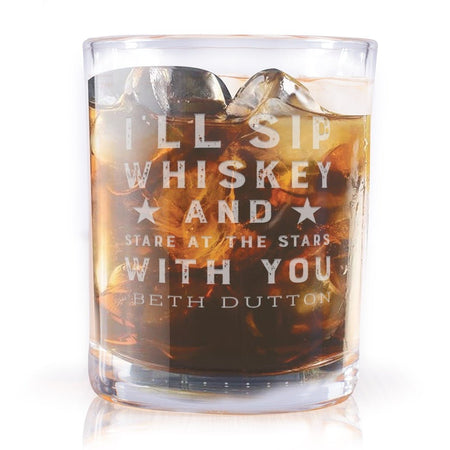 Yellowstone Sip Whiskey And Stare At The Stars Rocks Glass - Paramount Shop