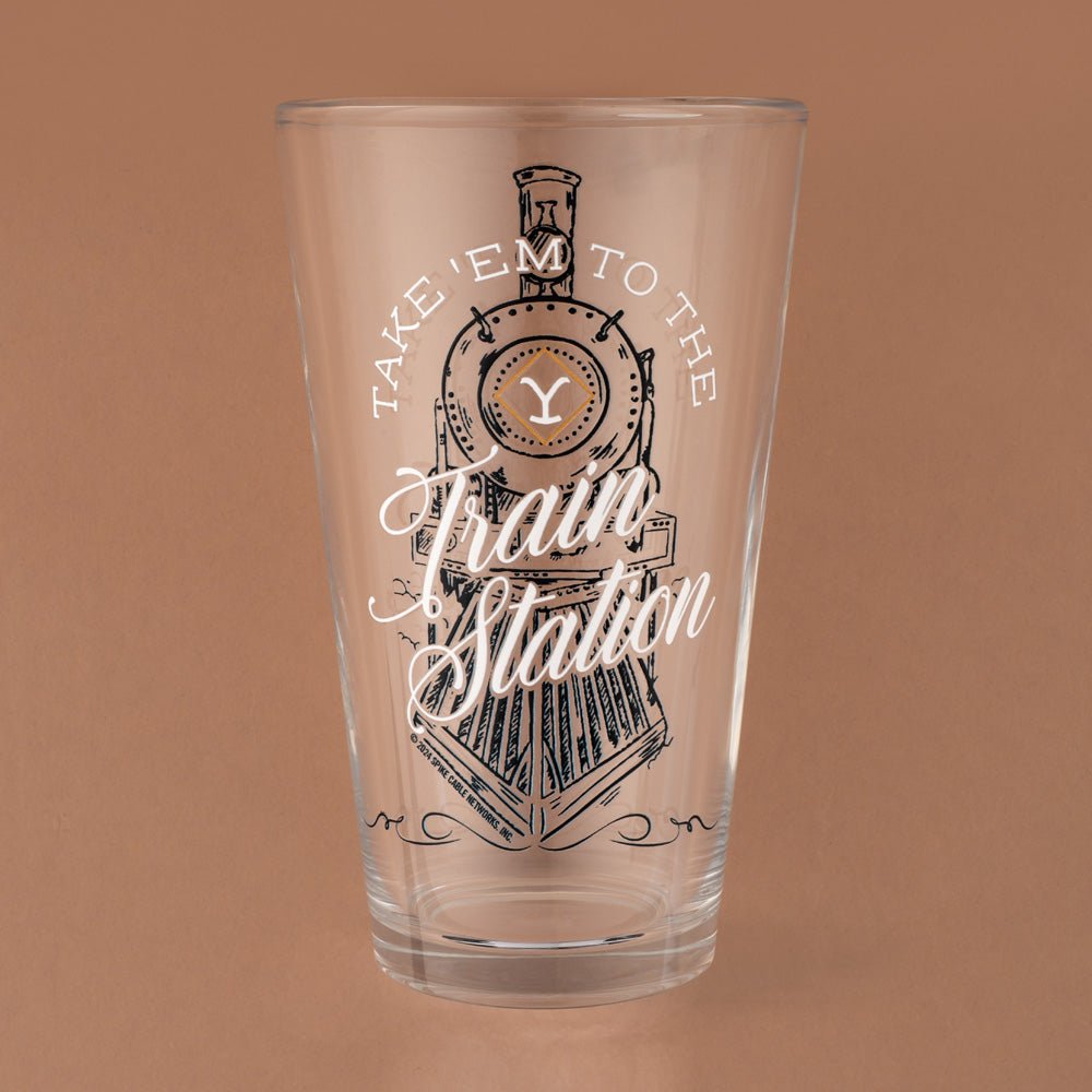 Yellowstone Take 'Em To The Train Station Pint Glass - Paramount Shop