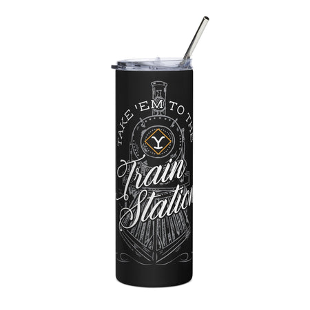Yellowstone Take 'Em To The Train Station Stainless Steel Tumbler with Straw - Paramount Shop