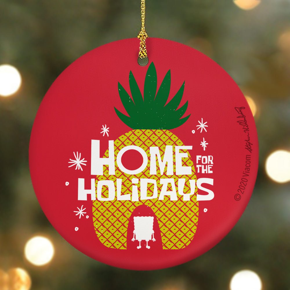 SpongeBob SquarePants Home for the Holidays Round Ceramic Ornament - Paramount Shop