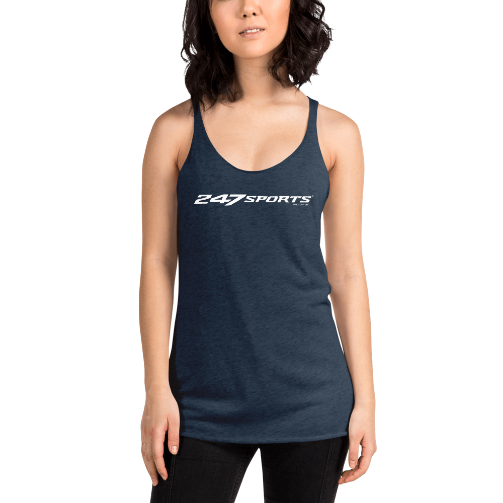 247 Sports White Logo Women's Tri - Blend Racerback Tank Top - Paramount Shop