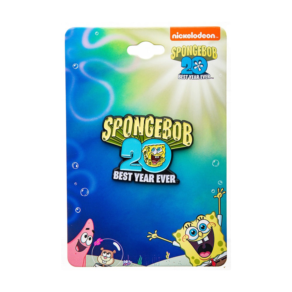Official SpongeBob SquarePants collector pin displayed on a themed backing card.