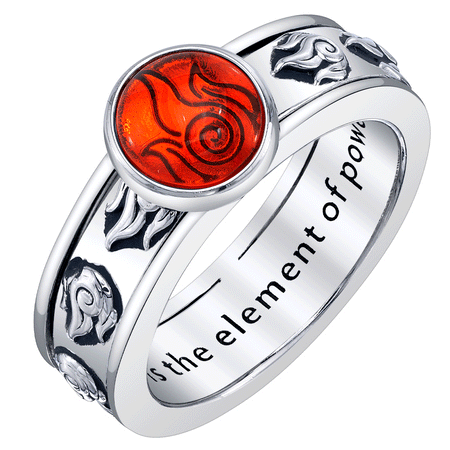 Avatar: The Last Airbender x RockLove Firebender Spinner Ring with red glass cabochon