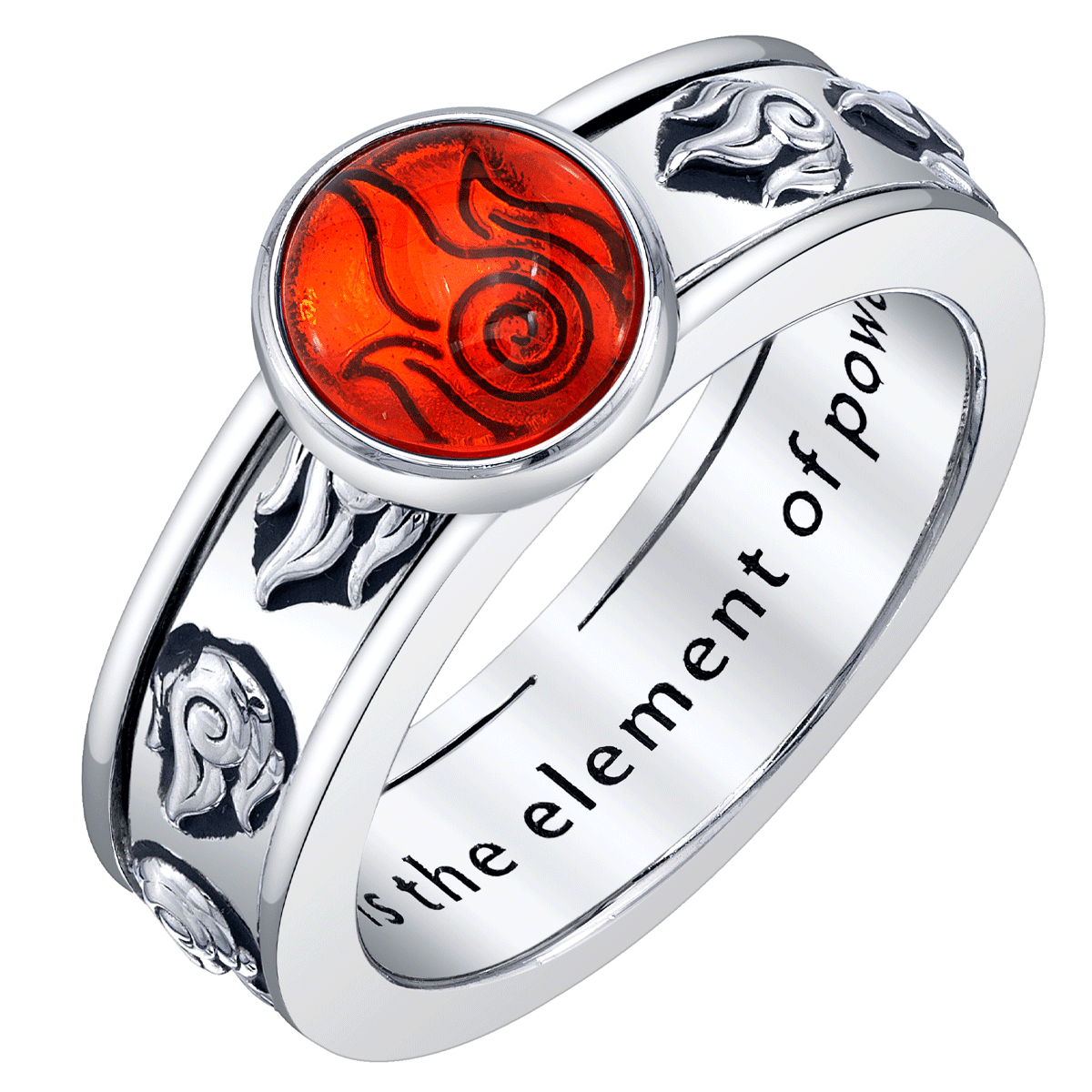 Avatar: The Last Airbender x RockLove Firebender Spinner Ring with red glass cabochon