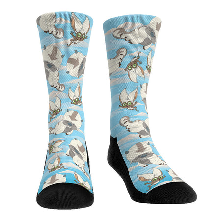Avatar: The Last Airbender crew socks featuring a repeating all-over print design of Momo and Appa.