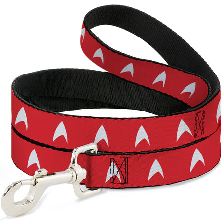 Star Trek Starfleet Insignia Red and White Dog Leash full view