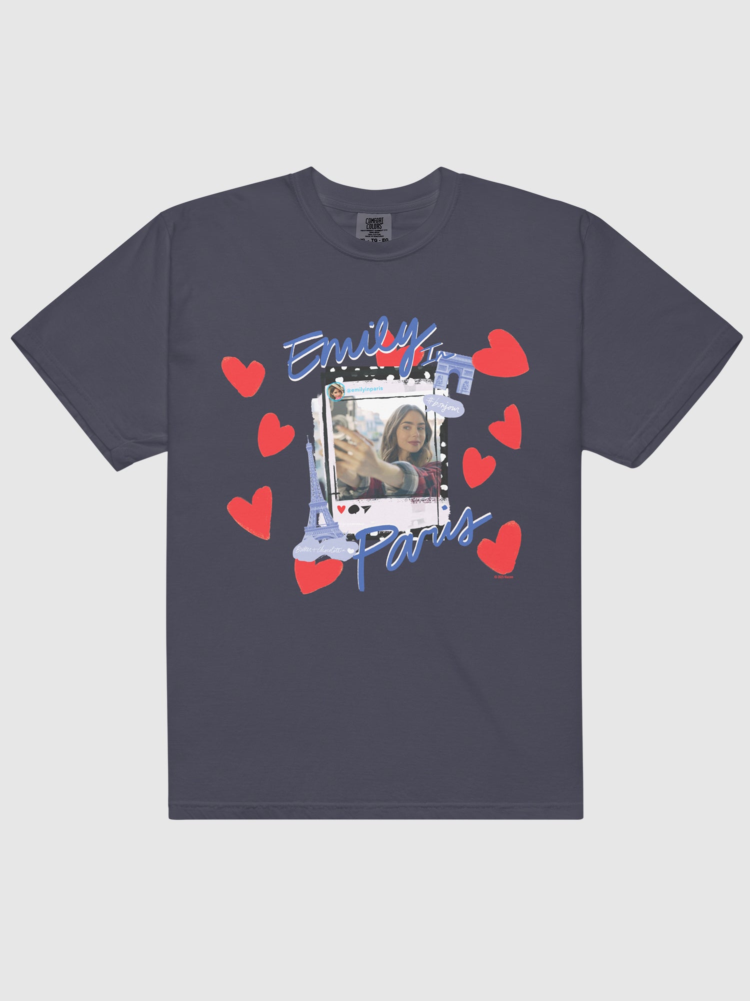 Emily in Paris Comfort Colors T-Shirt Selfie  Navy