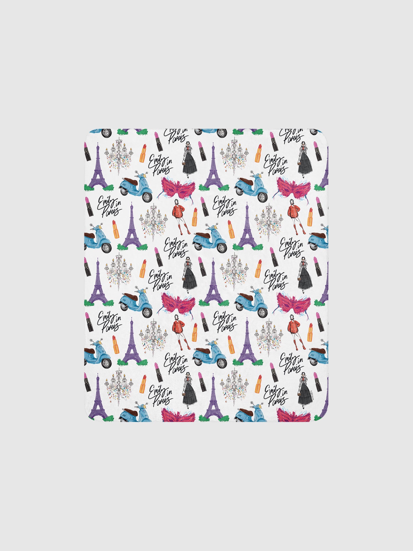 Emily in Paris Sherpa Blanket Drawings 50 in x 60 in