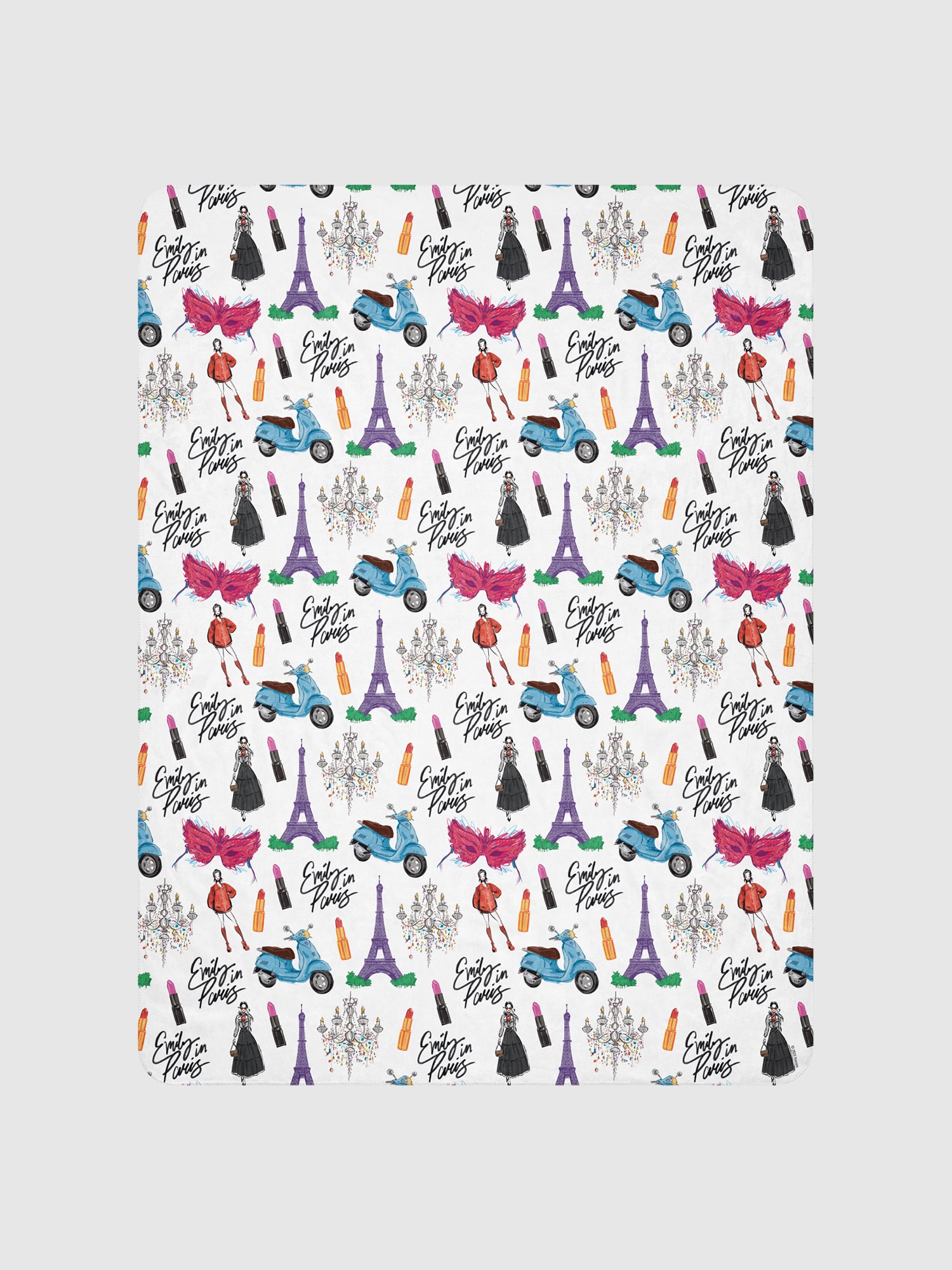 Emily in Paris Sherpa Blanket Drawings 60 in x 80 in