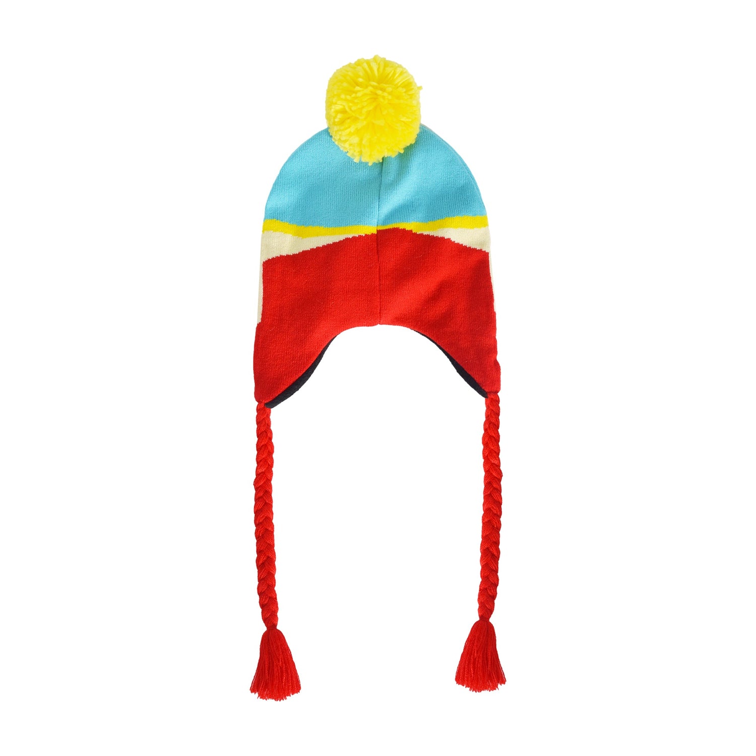 Front view of South Park Eric Cartman Peruvian beanie with tassels