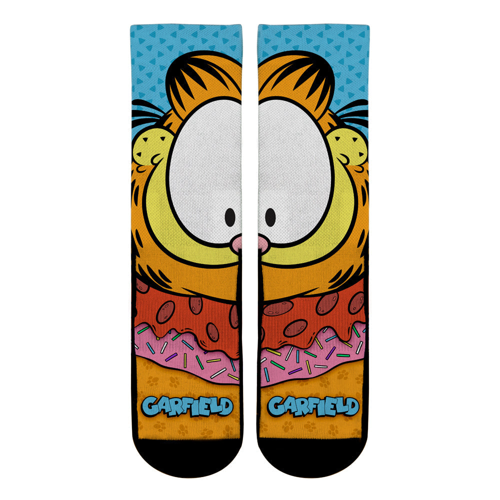 Garfield split face graphic socks front view