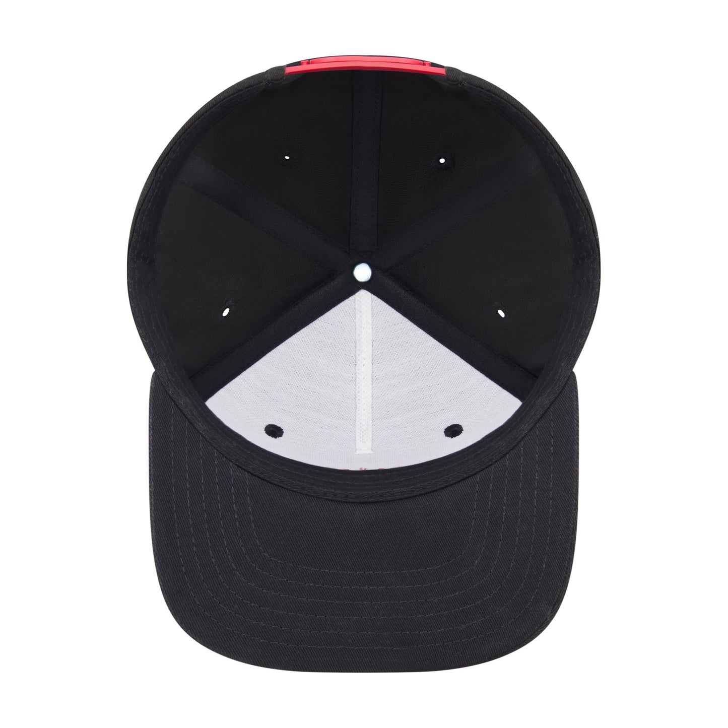 Top view of the structured crown and flat brim of the South Park snapback