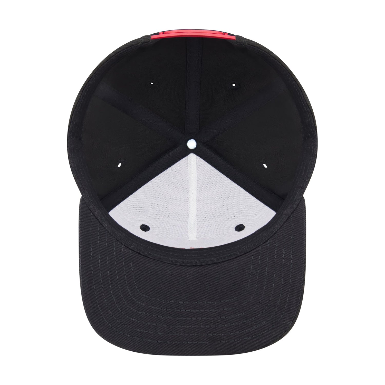 Top view of the structured crown and flat brim of the South Park snapback