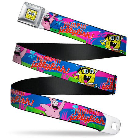 Spongebob Squarepants belt featuring Spongebob and Patrick Star, "JUMPIN' JELLYFISH!" text, and a Spongebob buckle.