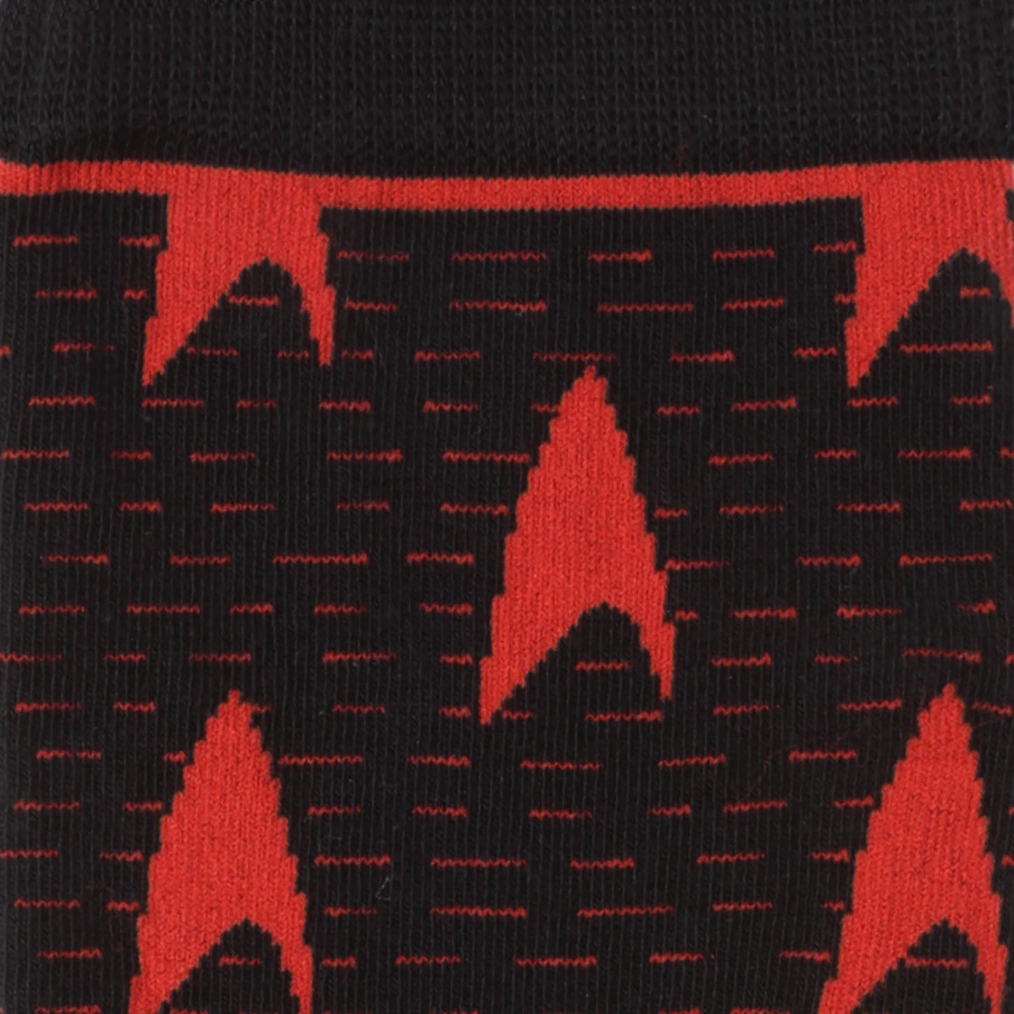 Detail view of the knit fabric and Starfleet Operations insignia on the socks.