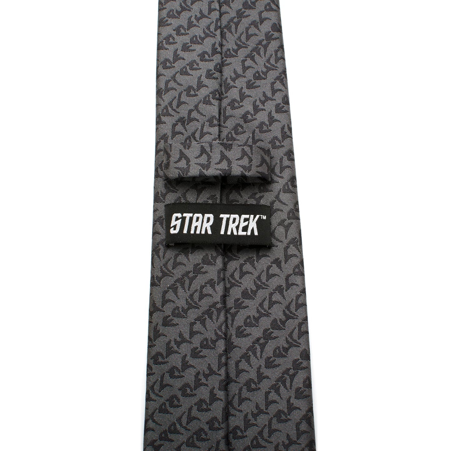 Star Trek logo on the reverse side of the Klingon silk tie