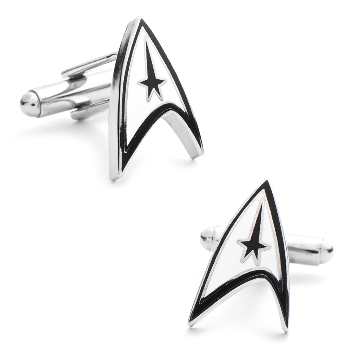 Star Trek Starfleet communicator badge cufflinks in silver finish